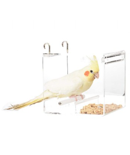 Parrot Food Mate - Acrylic Less Mess Feeder - Small